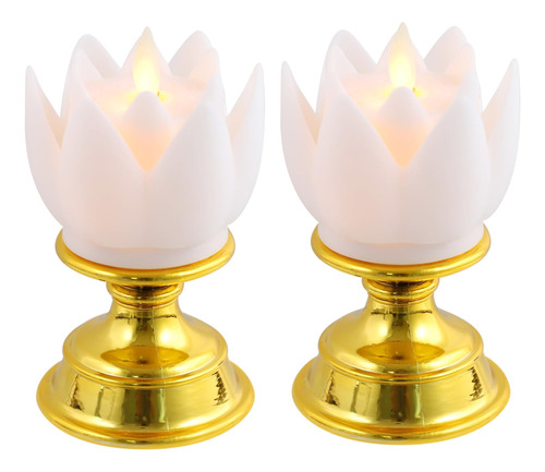 2 Unids Lotus Vela Luz Led Buda Lampara Budista Guanyin Boda