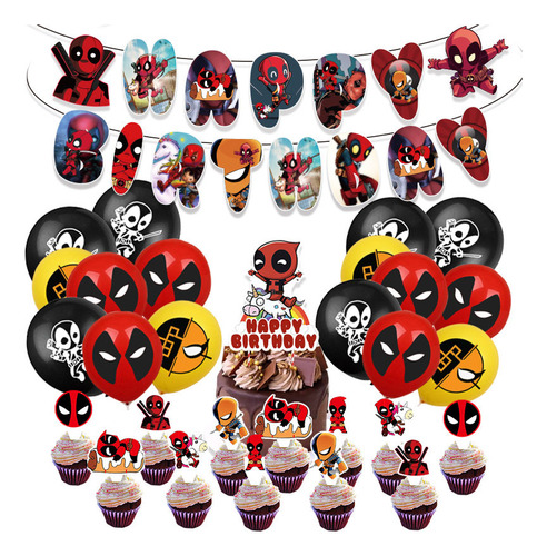 Globos De Cumpleaños Decoración Deadpool Fiesta Temática