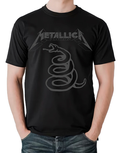 Camiseta Metallica Black Album Banda Rock Metal Serpiente