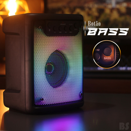 Caixa De Som Amplificada Bluetooth Portatil Grande Potente Cor Preto Ou Usb