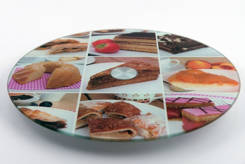 Plato De Vidrio Giratorio 360 Para Queso Tortas Cupcake 30cm