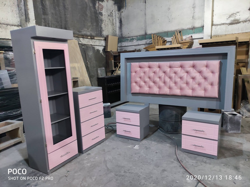 Recamara King Zize 5 Piezas Todo En Madera De Pino