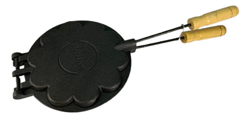 Forma Maquina De Waffle Fogão Ferro Santana Cabo Madeira Cor Preto Não Tem