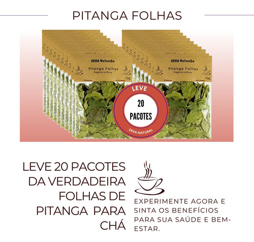 Kit-20 Chás Pitanga Folhas Original Eugenia Uniflora