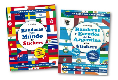 * 2 Libros Banderas Del Mundo + Escudos Argentina * Stickers
