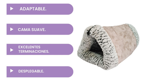 Camita Para Gato Triangular De Corderito Comoda Desplegable Color Beige