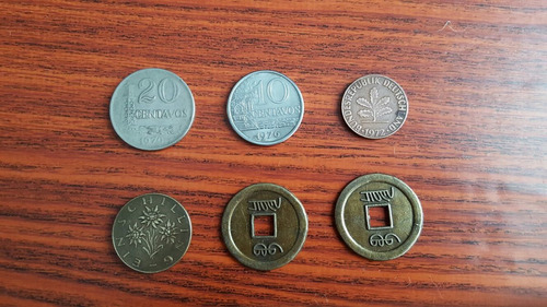 Lote 6 Monedas Extranjeras Antiguas Brasil Alemania Etc