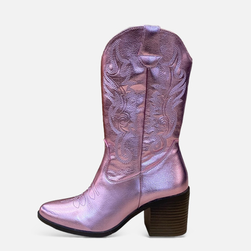 Botas Estilo Vaqueras Cowboy Bordada Casuales Mujer