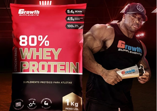 Whey Growth 80% Concentrado 1kg + Creatina Creapure 250g