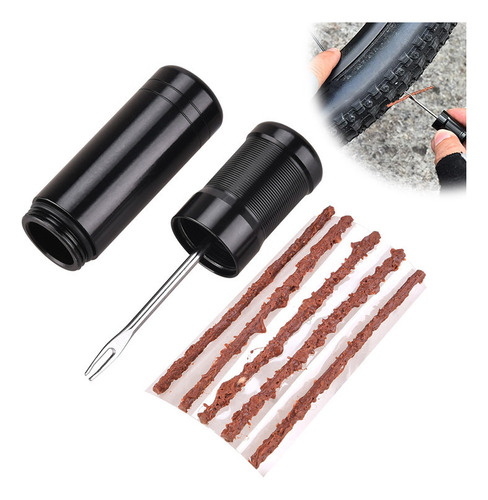 Kit De Reparación De Llantas Sin Cámara, Para Bicicleta De Ruta Y Mtb, Repara Pinchazos, Incluye Herramienta Con Tapones Y 5 Tiras De Caucho (bacon)