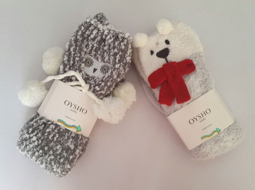 Paquete 2 Pares Calcetines Oysho Super Soft Oso/búho