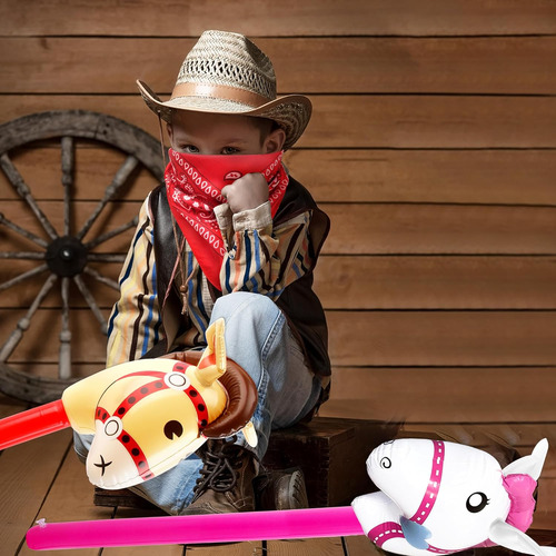 Paquete De 12 Pañuelos Inflables De Caballo Y Paisley, Palo