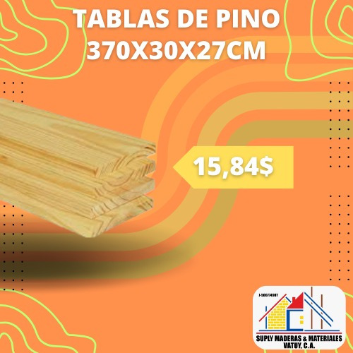 Tablas De Pino 370x30x27 Cm