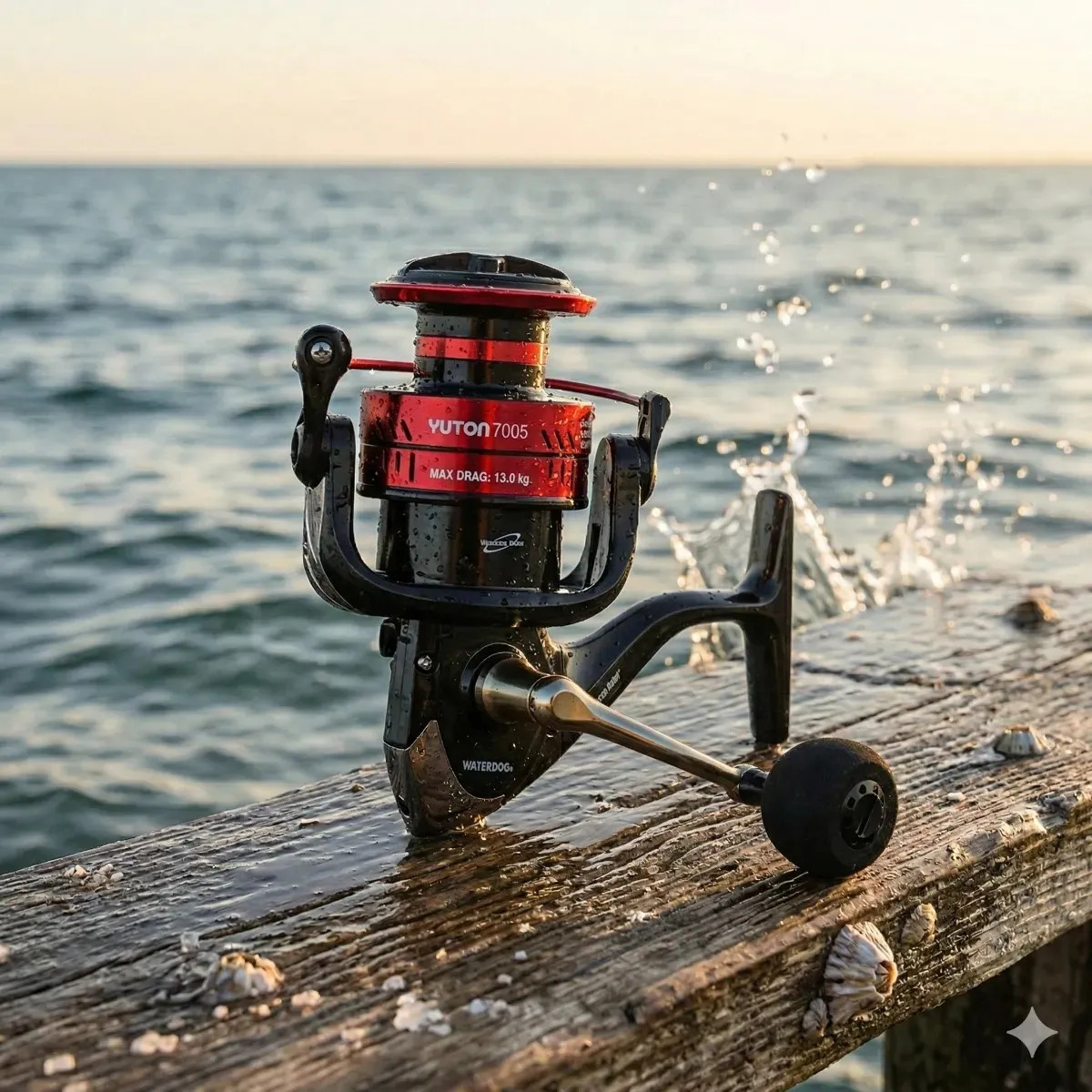 Reel Frontal Waterdog Yuton 5 Rulemanes 200 Pejerrey Negro Derecho/izquierdo