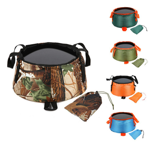 Lavabo De Cubo Plegable Para Acampar De Camuflaje Para Pesca