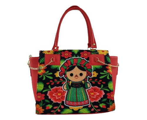 Bolsa Mano Dama Diseño Colorido Muñequita Lele Queretana.