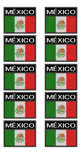 Pack 10 Banderas De México Bordada Parche Con Velcro Táctico