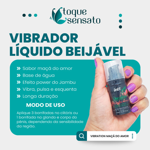 Vibrador Líquido Jambu Intt Vibration Maçã Do Amor 17ml
