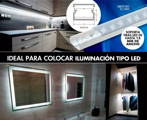 45 Canaletas Para Tira Led Tapa Transparente 20x10mmx1.53 M