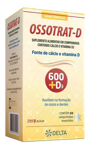 Ossotratd-d 60 Comprimidos Cálcio + Vitamina D - Zero Açucar
