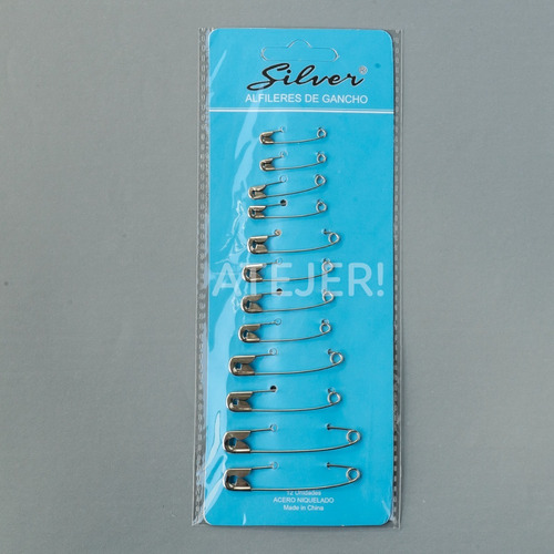 Imagen 5 de 9 de Alfiler De Gancho Surtido Marca Silver Blister X 12 Unidades