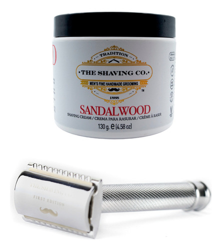 The Shaving Co Kit Crema Afeitado Sandalo Y Rastrillo Metal