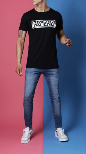 Imagen 2 de 2 de Remera No End Bicolor 38214 Hombre