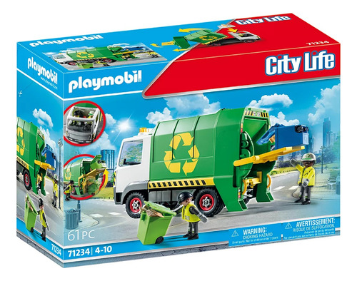 Figura Armable Playmobil City Life Camión De Reciclaje 61 Piezas 3+