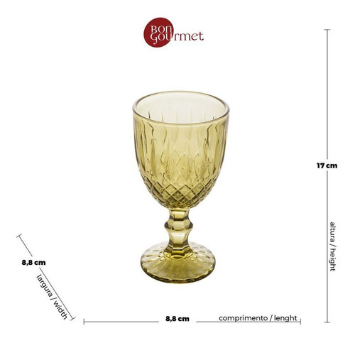 Jogo De 6 Taças Vidro Greek Wolff Verde Para Água Suco 345ml