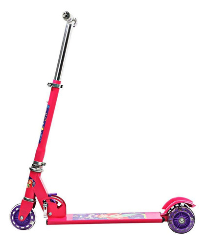 Patinete Infantil Rosa 03 Rodas Com Led