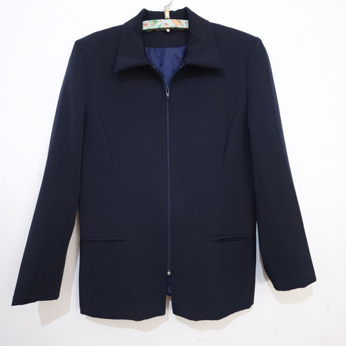 Chaqueta Forrada Entallada Azul Oscuro Talle 40