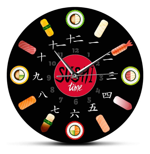 Reloj Pared Diseño Moderno Sushi Minimalista Decoracion Arte