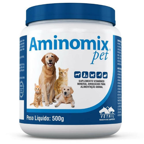 Aminomix Pet 500 G Vetnil Suplemento Vitaminico Cães E Gatos