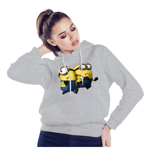 Imagen 3 de 5 de Buzo Minions Adultos Y Niños Capucha Modal Premium