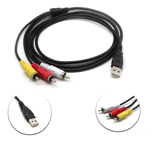 Enchufe Usb A De 5 Pies A 3 Rca Cable Convertidor Av / Tv