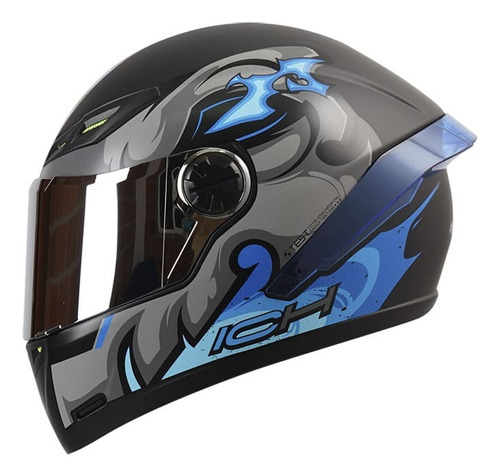 Casco Integral Ich Skeletor Negro Mate  Visor Transparente