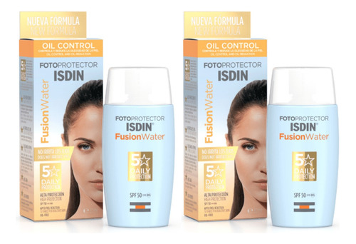 Kit X2 Un Isdin Fotoprotector Spf50+ Fusion Water Toque Seco