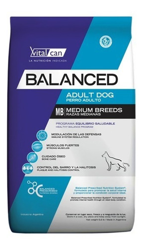 Vitalcan Balanced Perro Adulto Razas Medianas X 3 Kg