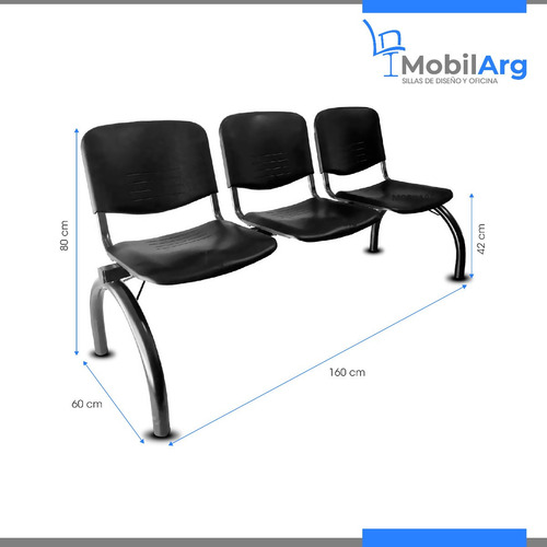 Imagen 4 de 9 de Silla Tandem X3 Cuerpos Asientos Plasticos Sala De Espera