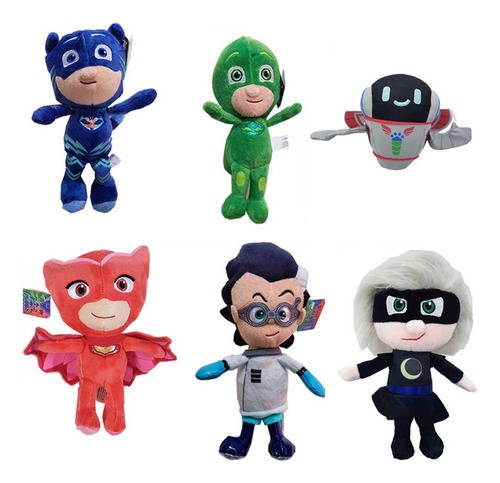 6pcs/set Pj Masks Gekko Catboy Owlette Romeo Peluche Muñeca