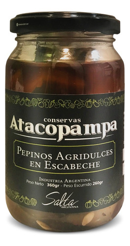 Pepinos Agridulces En Escabeche Conserva Atacopampa 360g 