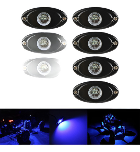 6pcs Azul Camioneta Todoterreno Cree Led Rock Bajo Cuerpo Ca