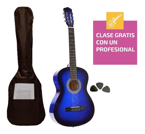 Imagen 1 de 9 de Guitarra Criolla Clasica Nuevas Calidad Con Funda Pua Manual