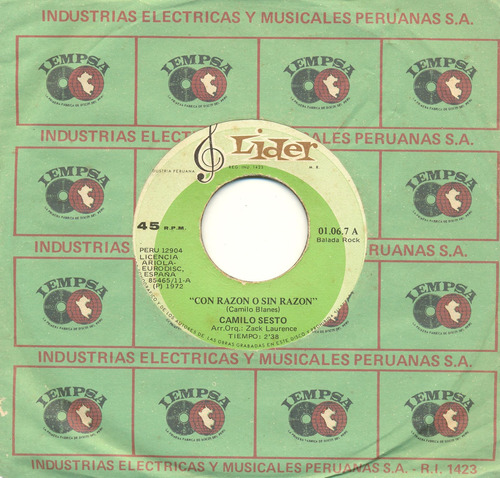 Con Razón O Sin Razón - To Be A Man - Camilo Sesto - 45rpm