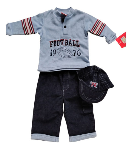 Conjunto Bebé Niño 3 Piezas Baby Togs Azul Marino 3-6 M