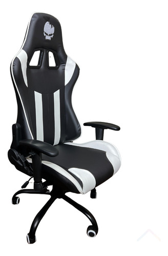 Cadeira de escritório WAR WGC100 gamer ergonômica  preta e branca com estofado de couro sintético