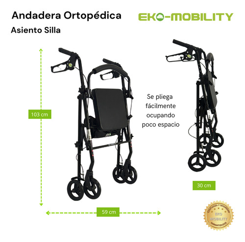 Andadera Para Adulto Con Asiento Rollator Con Ruedas De Lujo