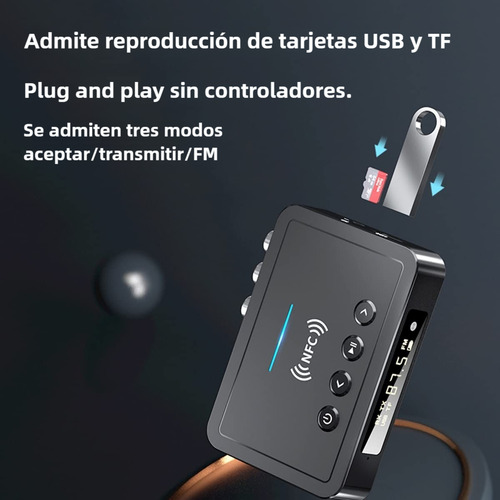 El adaptador TRTR Bluetooth 5.0 3 en 1, transmisor y receptor en uno, te ofrece una experiencia de audio estéreo Hi-Fi Equipado con conectores de 3,5 mm, RCA, coaxial, óptico, NFC y Aptx-LL