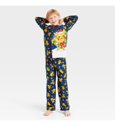 Pijama Niños Pokémon Pikachu Plaid Coat 2 Piezas Importada