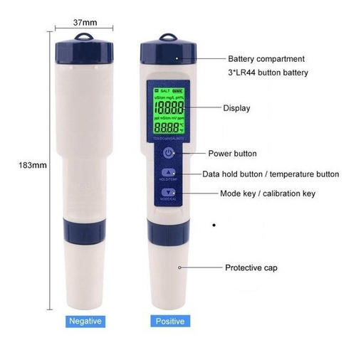 Medidor de temperatura e salinidade Tds Ph Ec